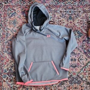 Fleece Lined Under Armour Cold Gear Hoodie in Gray with Pink Trim